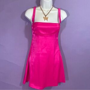 Barbie Pink satin slip dress